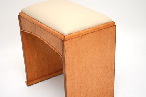 ART DECO BIRDS EYE MAPLE AND LEATHER STOOL - ADDITIONAL PHOTO 5