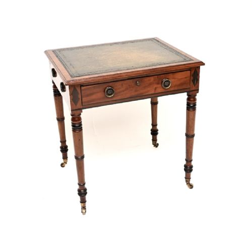 ANTIQUE GEORGIAN PERIOD MAHOGANY LEATHER TOP WRITING TABLE