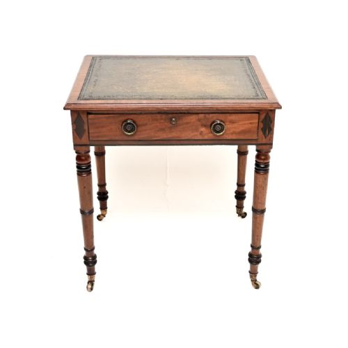 ANTIQUE GEORGIAN PERIOD MAHOGANY LEATHER TOP WRITING TABLE - ADDITIONAL PHOTO 1