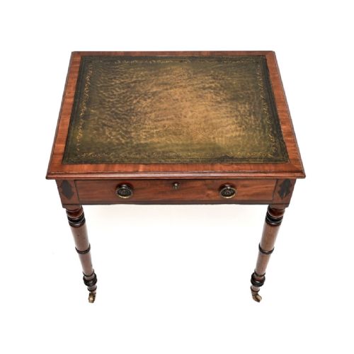 ANTIQUE GEORGIAN PERIOD MAHOGANY LEATHER TOP WRITING TABLE - ADDITIONAL PHOTO 2