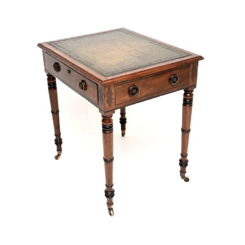 ANTIQUE GEORGIAN PERIOD MAHOGANY LEATHER TOP WRITING TABLE - ADDITIONAL PHOTO 3