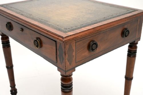 ANTIQUE GEORGIAN PERIOD MAHOGANY LEATHER TOP WRITING TABLE - ADDITIONAL PHOTO 6