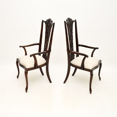 PAIR OF ANTIQUE MAHOGANY CHIPPENDALE STYLE ARMCHAIRS - ADDITIONAL PHOTO 2
