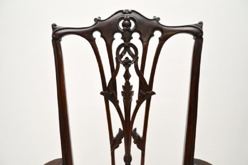 PAIR OF ANTIQUE MAHOGANY CHIPPENDALE STYLE ARMCHAIRS - ADDITIONAL PHOTO 4