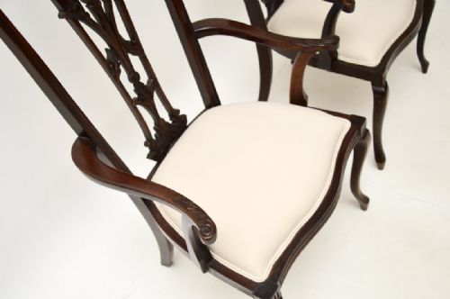 PAIR OF ANTIQUE MAHOGANY CHIPPENDALE STYLE ARMCHAIRS - ADDITIONAL PHOTO 6