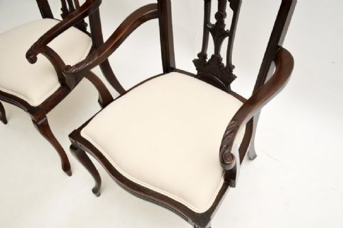 PAIR OF ANTIQUE MAHOGANY CHIPPENDALE STYLE ARMCHAIRS - ADDITIONAL PHOTO 7