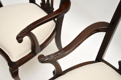 PAIR OF ANTIQUE MAHOGANY CHIPPENDALE STYLE ARMCHAIRS - ADDITIONAL PHOTO 8