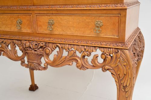 ANTIQUE BURR WALNUT QUEEN ANNE STYLE COCKTAIL DRINKS CABINET - ADDITIONAL PHOTO 6