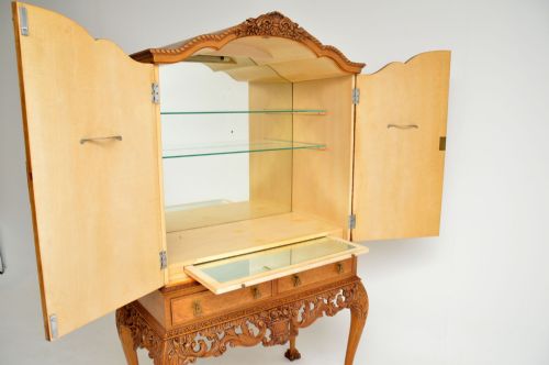 ANTIQUE BURR WALNUT QUEEN ANNE STYLE COCKTAIL DRINKS CABINET - ADDITIONAL PHOTO 8