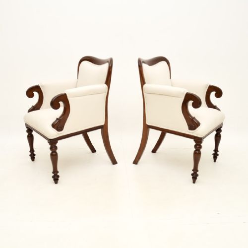 PAIR OF ANTIQUE WILLIAM IV PERIOD MAHOGANY ARMCHAIRS - ADDITIONAL PHOTO 2
