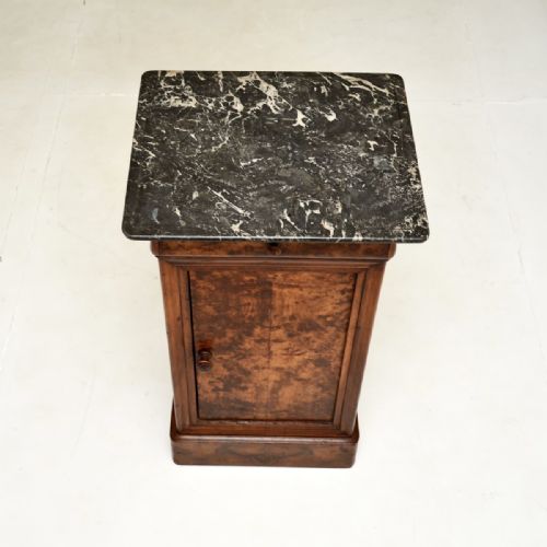 ANTIQUE FRENCH WALNUT MARBLE TOP BEDSIDE CABINET - ADDITIONAL PHOTO 2