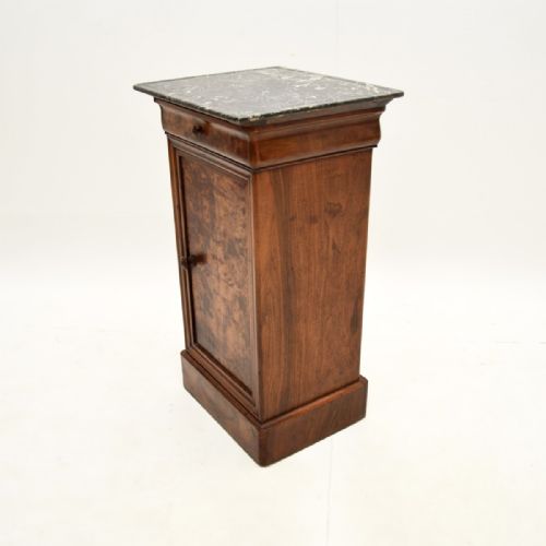 ANTIQUE FRENCH WALNUT MARBLE TOP BEDSIDE CABINET - ADDITIONAL PHOTO 6