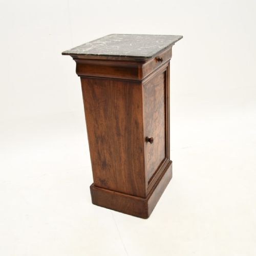 ANTIQUE FRENCH WALNUT MARBLE TOP BEDSIDE CABINET - ADDITIONAL PHOTO 7