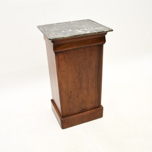 ANTIQUE FRENCH WALNUT MARBLE TOP BEDSIDE CABINET - ADDITIONAL PHOTO 8
