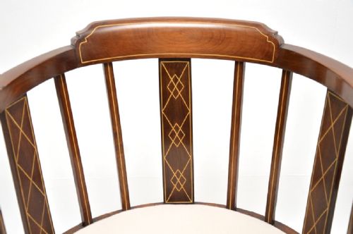 PAIR OF ANTIQUE EDWARDIAN INLAID WALNUT ARMCHAIRS - ADDITIONAL PHOTO 5