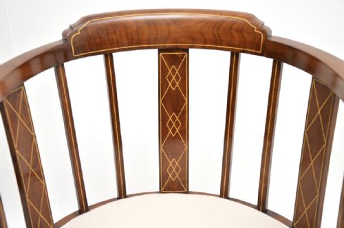 PAIR OF ANTIQUE EDWARDIAN INLAID WALNUT ARMCHAIRS - ADDITIONAL PHOTO 6