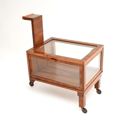 ART DECO WALNUT DISPLAY CASE SERVING CART - ADDITIONAL PHOTO 2