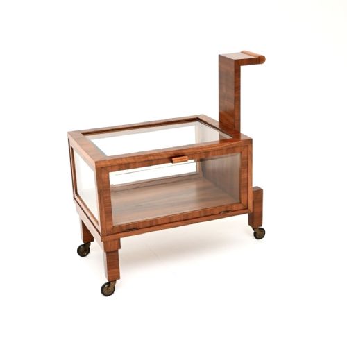 ART DECO WALNUT DISPLAY CASE SERVING CART - ADDITIONAL PHOTO 4