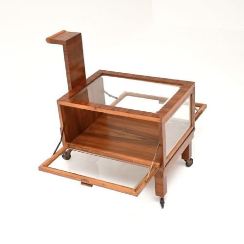 ART DECO WALNUT DISPLAY CASE SERVING CART - ADDITIONAL PHOTO 6