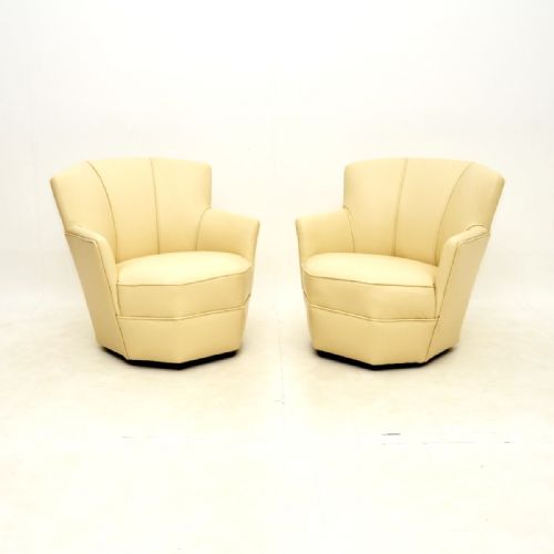 PAIR OF LEATHER ART DECO ARMCHAIRS - ADDITIONAL PHOTO 1