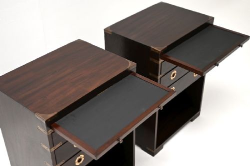 PAIR OF ANTIQUE MAHOGANY MILITARY CAMPAIGN BEDSIDE CABINETS SIDE TABLES - ADDITIONAL PHOTO 7