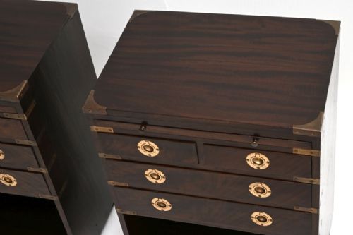 PAIR OF ANTIQUE MAHOGANY MILITARY CAMPAIGN BEDSIDE CABINETS SIDE TABLES - ADDITIONAL PHOTO 8