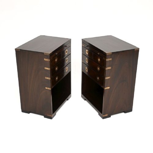 PAIR OF ANTIQUE MAHOGANY MILITARY CAMPAIGN BEDSIDE CABINETS SIDE TABLES - ADDITIONAL PHOTO 9