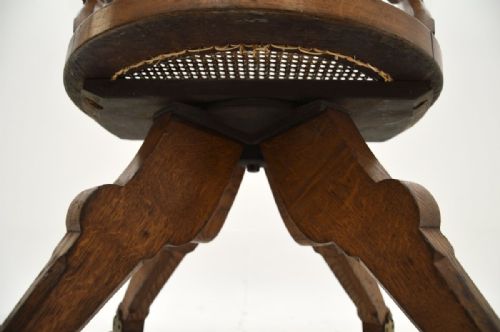 ANTIQUE VICTORIAN GOTHIC REVIVAL SOLID OAK SWIVEL DESK CHAIR - ADDITIONAL PHOTO 8