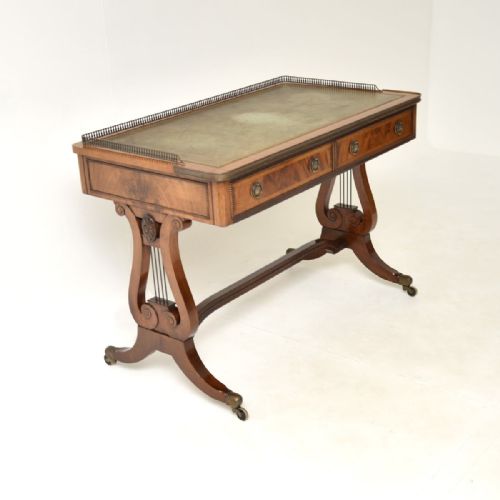 ANTIQUE REGENCY STYLE MAHOGANY LEATHER TOP DESK WRITING TABLE - ADDITIONAL PHOTO 2