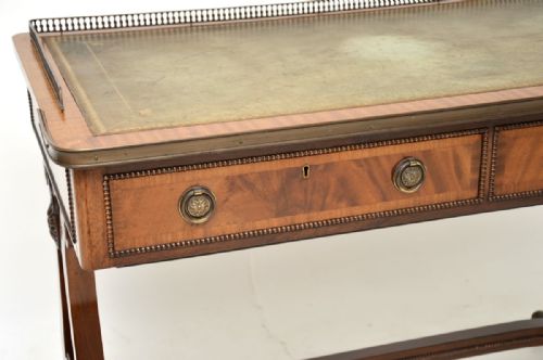 ANTIQUE REGENCY STYLE MAHOGANY LEATHER TOP DESK WRITING TABLE - ADDITIONAL PHOTO 3