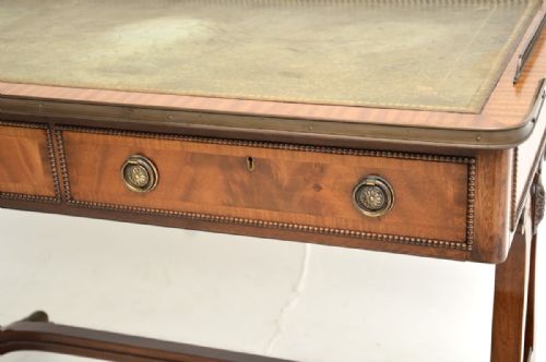 ANTIQUE REGENCY STYLE MAHOGANY LEATHER TOP DESK WRITING TABLE - ADDITIONAL PHOTO 4