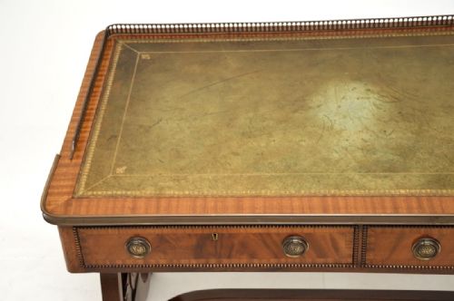 ANTIQUE REGENCY STYLE MAHOGANY LEATHER TOP DESK WRITING TABLE - ADDITIONAL PHOTO 6