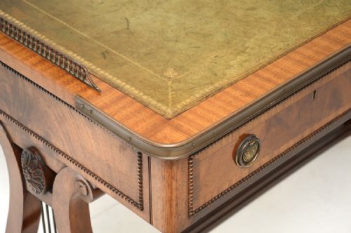 ANTIQUE REGENCY STYLE MAHOGANY LEATHER TOP DESK WRITING TABLE - ADDITIONAL PHOTO 8