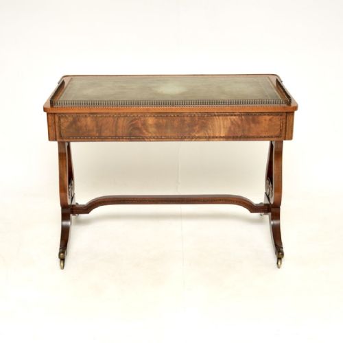 ANTIQUE REGENCY STYLE MAHOGANY LEATHER TOP DESK WRITING TABLE - ADDITIONAL PHOTO 9