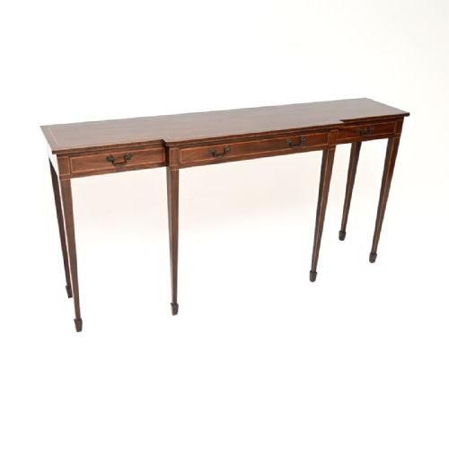 LARGE ANTIQUE INLAID MAHOGANY CONSOLE TABLE