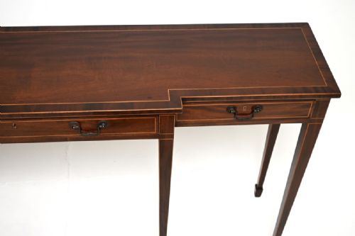 LARGE ANTIQUE INLAID MAHOGANY CONSOLE TABLE - ADDITIONAL PHOTO 5