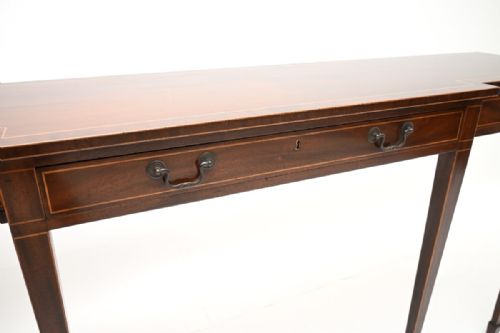LARGE ANTIQUE INLAID MAHOGANY CONSOLE TABLE - ADDITIONAL PHOTO 6
