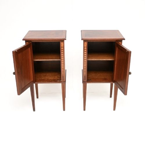 PAIR OF ANTIQUE EDWARDIAN INLAID MAHOGANY BEDSIDE CABINETS - ADDITIONAL PHOTO 5