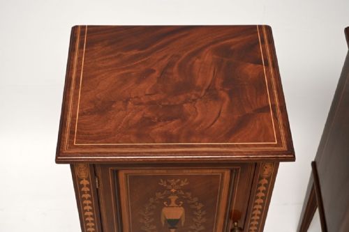 PAIR OF ANTIQUE EDWARDIAN INLAID MAHOGANY BEDSIDE CABINETS - ADDITIONAL PHOTO 6