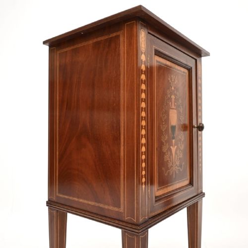 PAIR OF ANTIQUE EDWARDIAN INLAID MAHOGANY BEDSIDE CABINETS - ADDITIONAL PHOTO 9