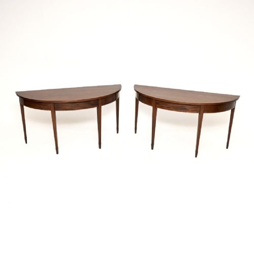Pair of Antique Inlaid Mahogany Console Tables
