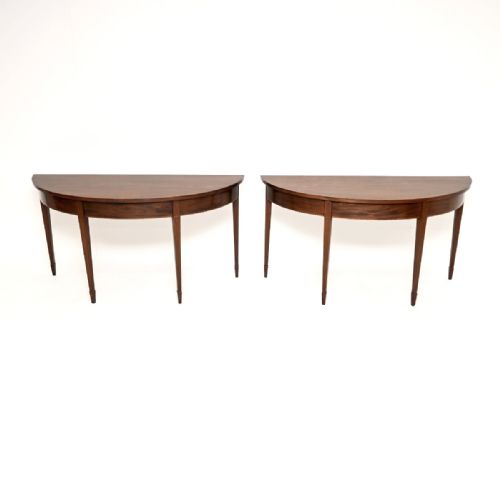 fig 1. Pair of Antique Inlaid Mahogany Console Tables
