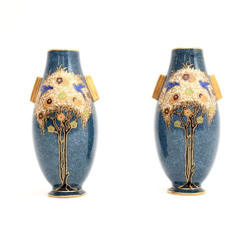 Pair of Antique Art Nouveau Royal Worcester Vases

