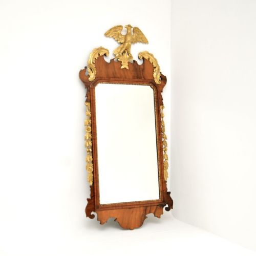 Large Antique Georgian Period Mahogany Parcel Gilt Mirror
