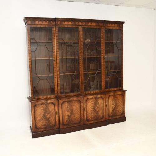 Antique Georgian Style Mahogany Breakfront Bookcase
