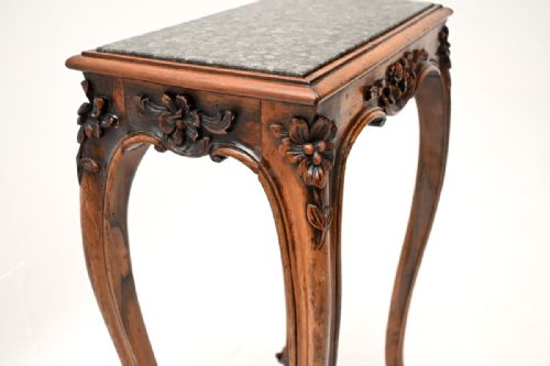 fig 1. Antique Carved Rosewood and Marble Side Table