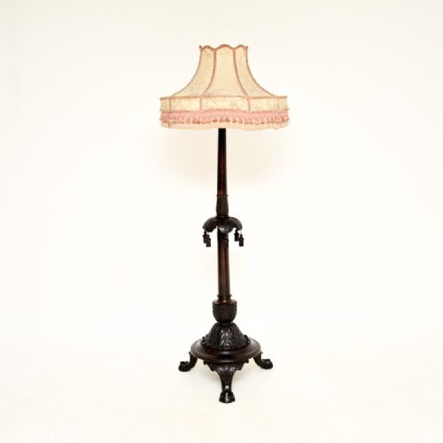 Antique Victorian Carved Mahogany Floor Lamp
