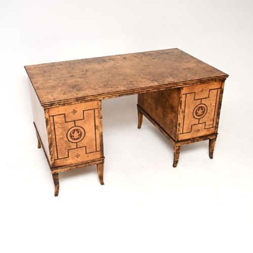Antique Swedish Biedermeier Style Satin Birch Desk
