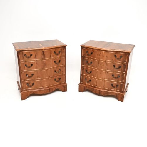 Pair of Antique Georgian Style Yew Wood Chests of Drawers
