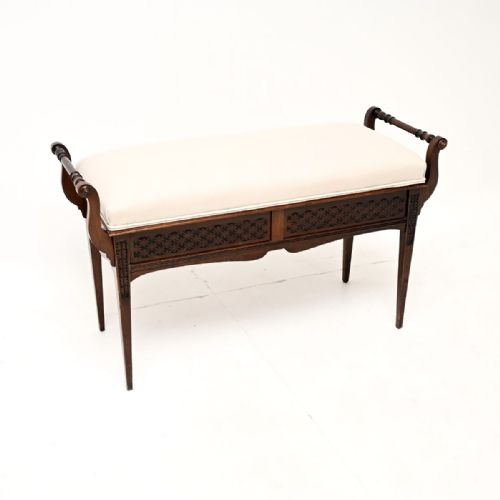Antique Victorian Mahogany Duet Piano Stool / Bench by James Shoolbred
